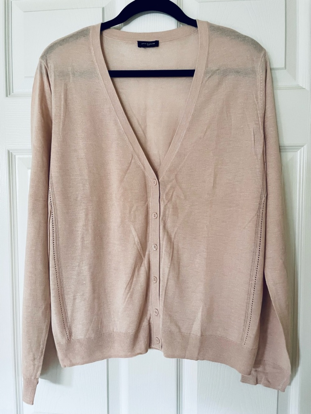 Ann Taylor Light Pink V-Neck Button Front Cardigan